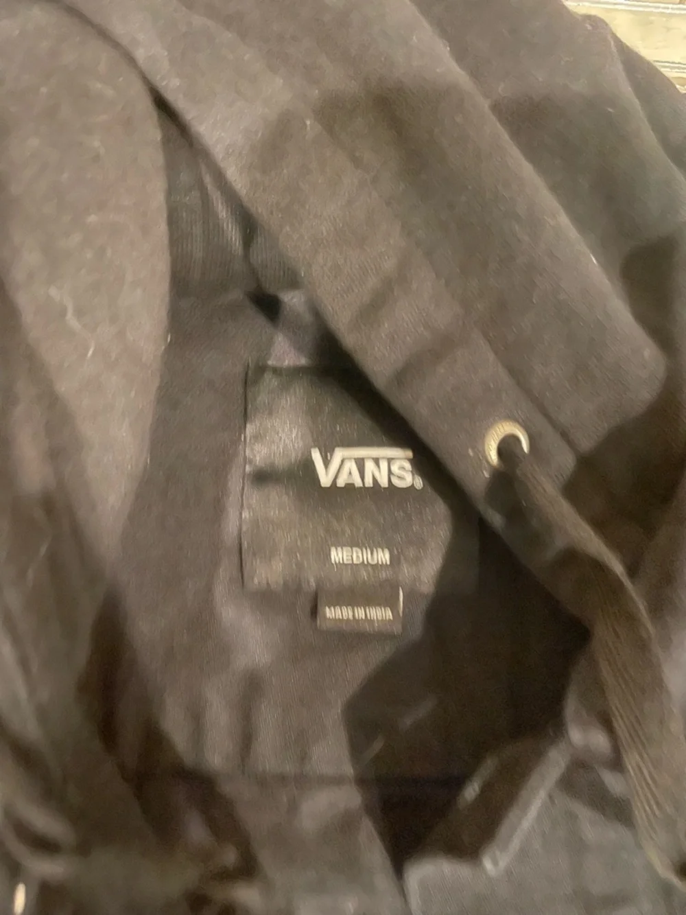 Vans Black Hooded Denim Bomber Jacket with Checker Sleeve - Picture 4 of 5